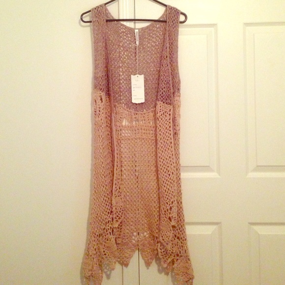 Long Two-Toned Crochet Vest
