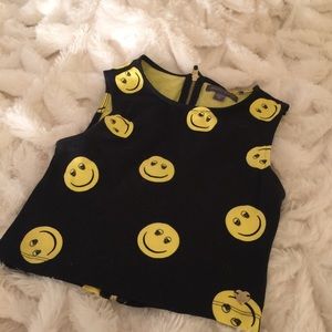 Smiley Face Skull Kendall & Kylie Crop Zip