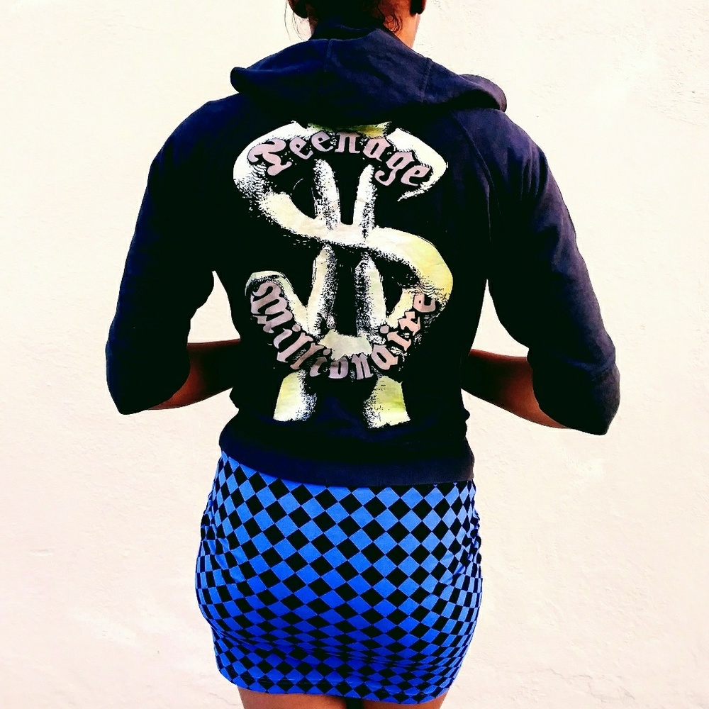 TEENAGE MILLIONAIRE 1/2 sleeve zip up hoodie