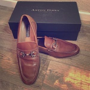 Men's Aston Grey Collection Brown Leather Loafers