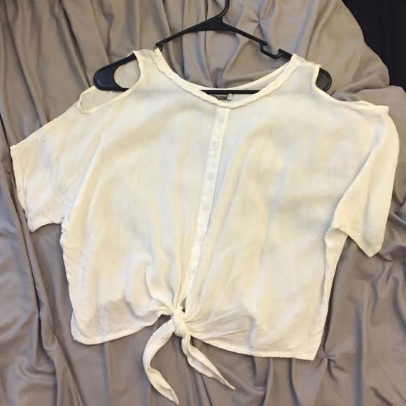 Flash sale! Shoulder Cutout Tie Front Blouse