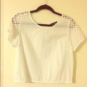 American Eagle Outfitters white crop cut out top