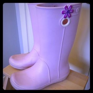 Crocs pink rain boots