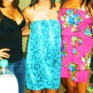 Snake skin strapless mini dress