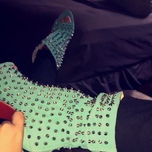 Spiked Turquoise Heels.