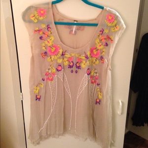 💚SALE!!💚Free People Embroidered Beaded Top Sz M