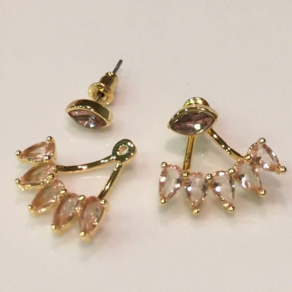 Gorgeous Gold & Vintage Rose Ear Jackets - Picture 3 of 4