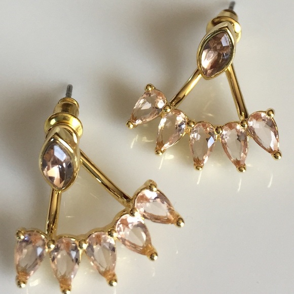 Gorgeous Gold & Vintage Rose Ear Jackets - Picture 2 of 4