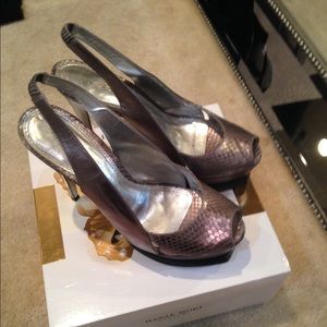Silver Bebe sling backs
