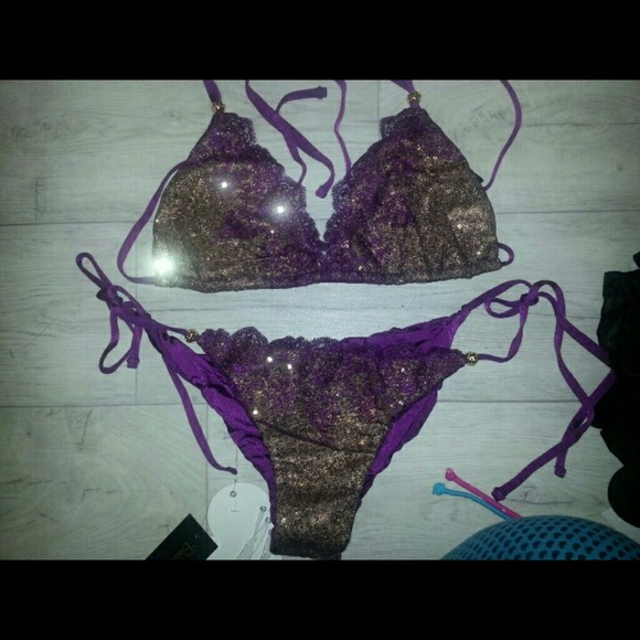 SOLD! Beach Bunny Swimwear Gold DUST bikini purple
