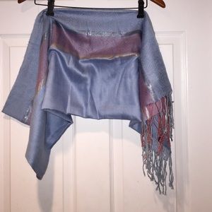 Pashmina style scarf/wrap in blue/pink