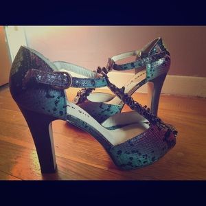 Snakeskin print heels