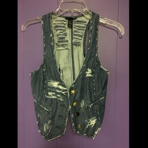 Custom distressed denim vest