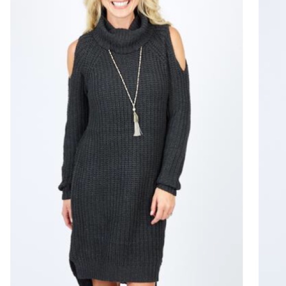 Evereve Turtleneck Open Shoulder Sweater Dress