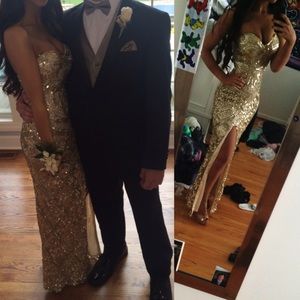 ‼️SOLD‼️ Gold Sequin Prom Dress