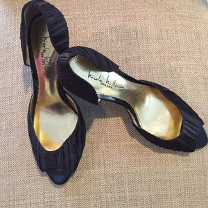 Black silk D'Orsay heels