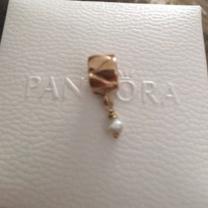 Pandora gold charm with white Pearl