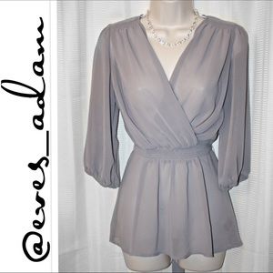 Express Light Gray Chiffon Feel Blouse