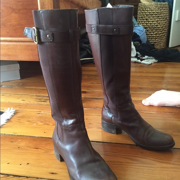 Tall brown Franco Sarto boots with heel