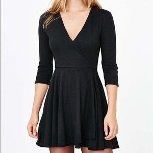Kimchi Blue Plunge Cozy Ballet Wrap Dress