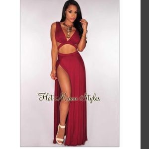 Merlot colored, Floor length dress