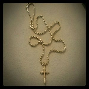 18" braided chain and cross pendant