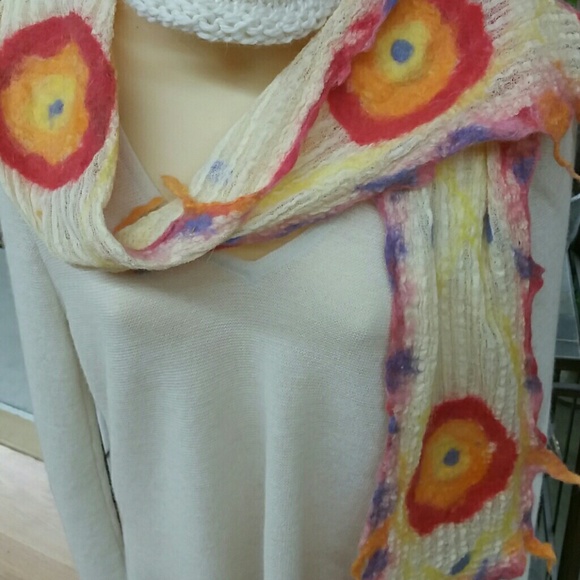 Hand nuno felted alpaca dyed fiber scarf
