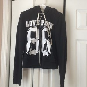 Love pink zip up sweater