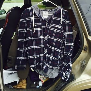 Hooded flannel shirt