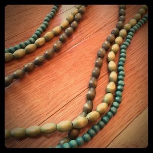 Long wooden bead necklace