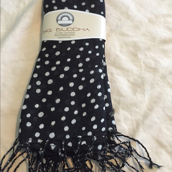Black and white polka dot pashmina