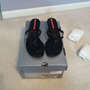 Prada kitten heel sandals.