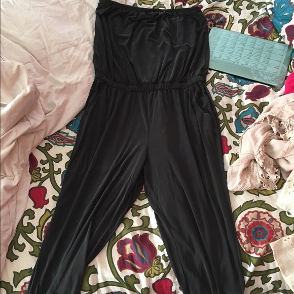 black strapless jumpsuit