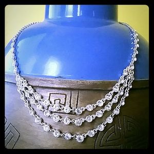 Costume CZ tri-layer necklace