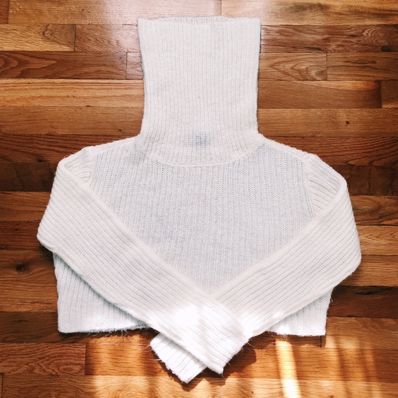 Fuzzy Cropped Turtleneck Sweater