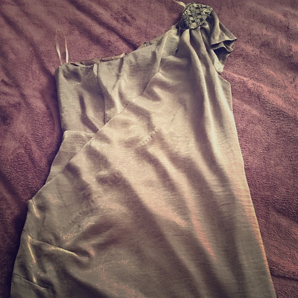 Pewter One Shoulder Party Dress - Picture 1 of 2
