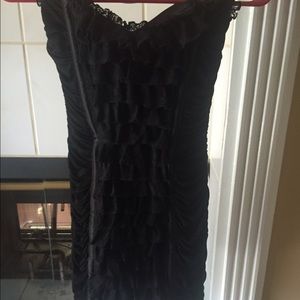 Black Bebe lace dress.