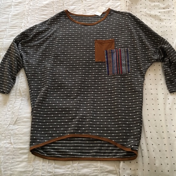 SheInside gray dolman top with 2 pockets