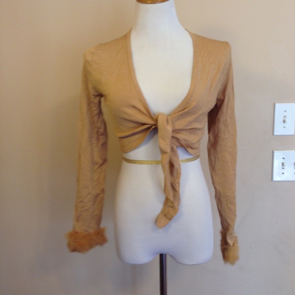 Cardigan/shrug with fur accent