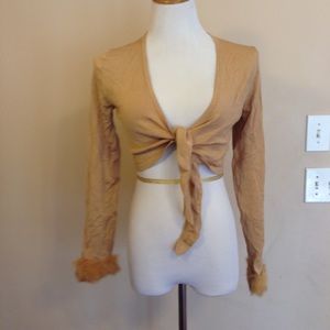 Cardigan/shrug with fur accent