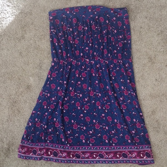 Flower pattern strapless dress
