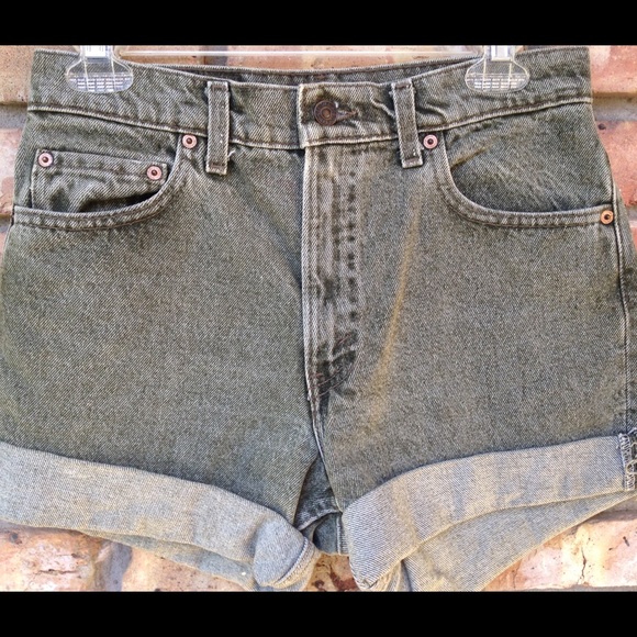 Levi's Olive Green Rolled Cuffed High Waist Shorts