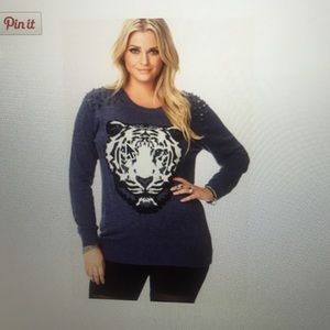 Forever 21+ Plus Edgy Spiked Tiger Sweater