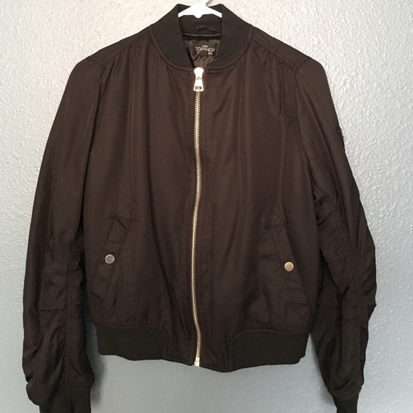 Topshop Petite Black Bomber Sz 8