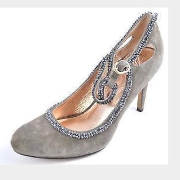 Anthropologie Miss Albright gray suede heels sz 7