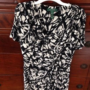 Ralph Lauren Blk&White cinched at waist dress.