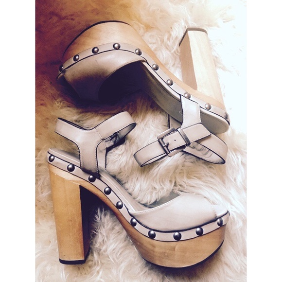 ALDO sandals with studded wood heel.