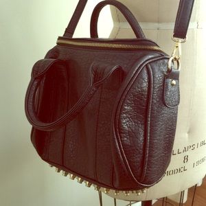 Black pebbled faux leather bag