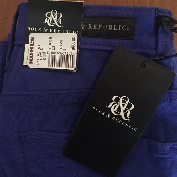 Rock & Republic Blue Skinny Stretch Pants - Picture 4 of 4
