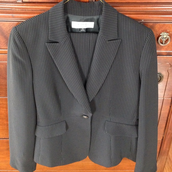 Black pinstriped paint suit